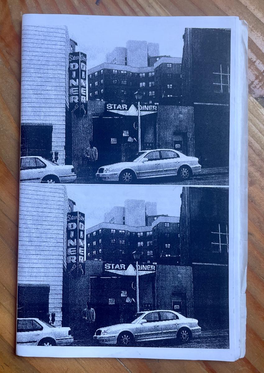 Zine with two identical pictures of a diner on the cover