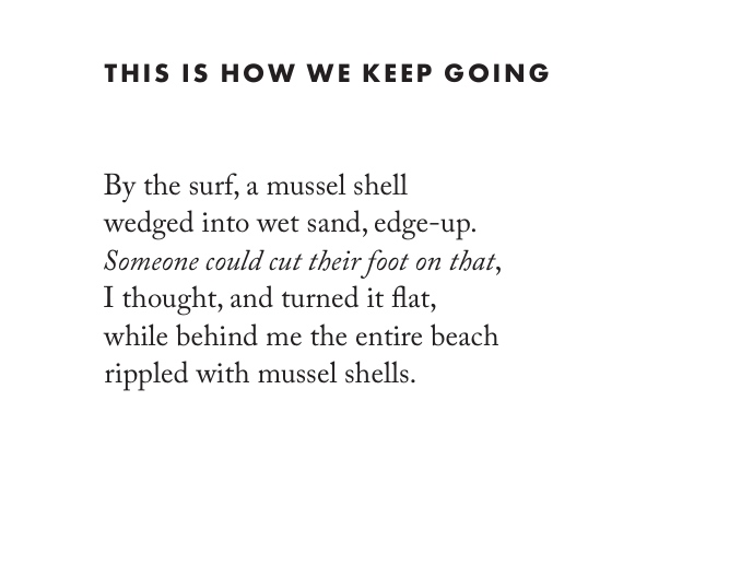 "This is How We Keep Going" (Saturnalia Books, 2026).