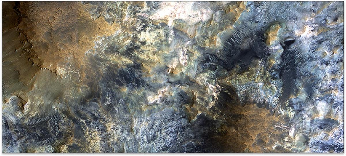 Multicolored landforms on Mars