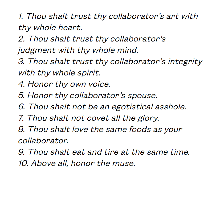 Maureen Seaton and Denise Duhamel’s Ten Commandments of Collaboration read the piece (here)