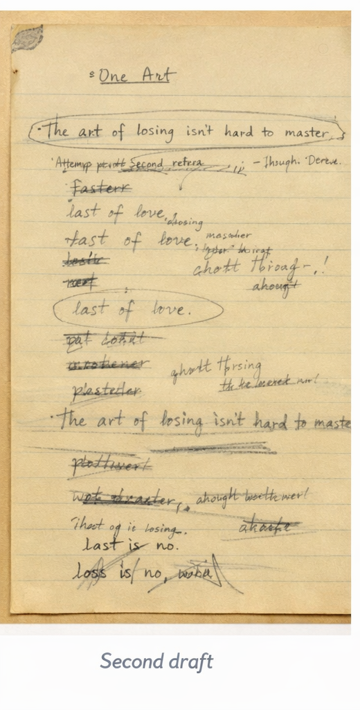 Elizabeth Bishop, “One Art”, Early Prose Draft