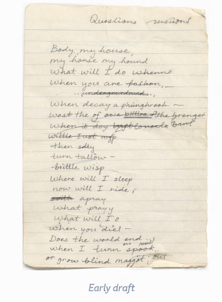 May Swenson, “Question,” Early Draft