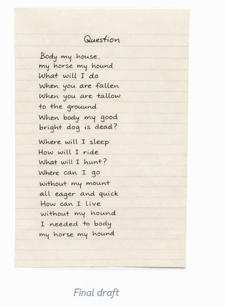 May Swenson, “Question,” Final Version