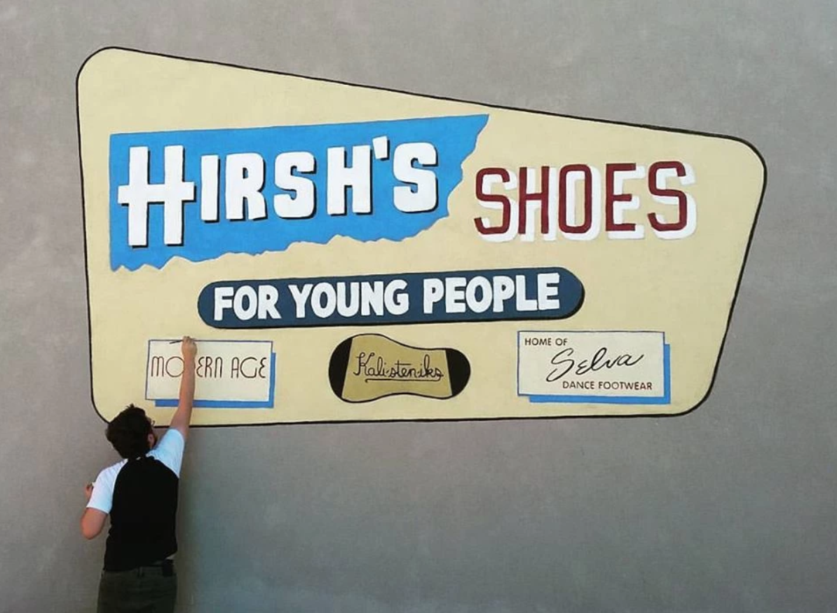 Hirsch's shoes mural by Alleycat