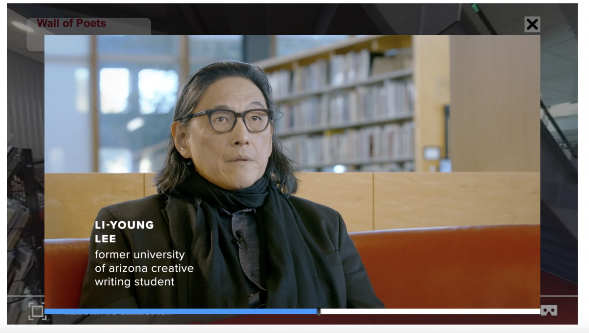 still of a video of Li-Young Lee, sitting in the Poetry Center