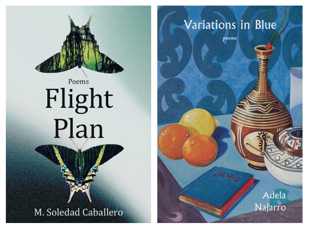 Flight Plan by M. Soledad Caballero beside Variations in Blue by Adela Najarro.