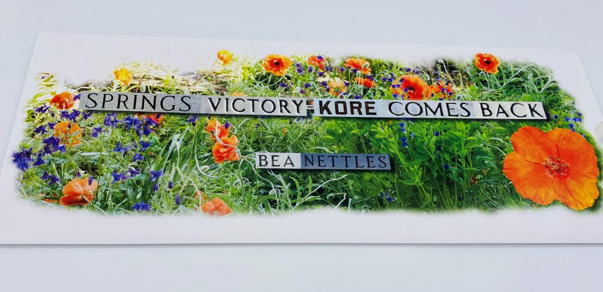 A book cover with orange, purple, and yellow flowers around the words "Springs Victory"