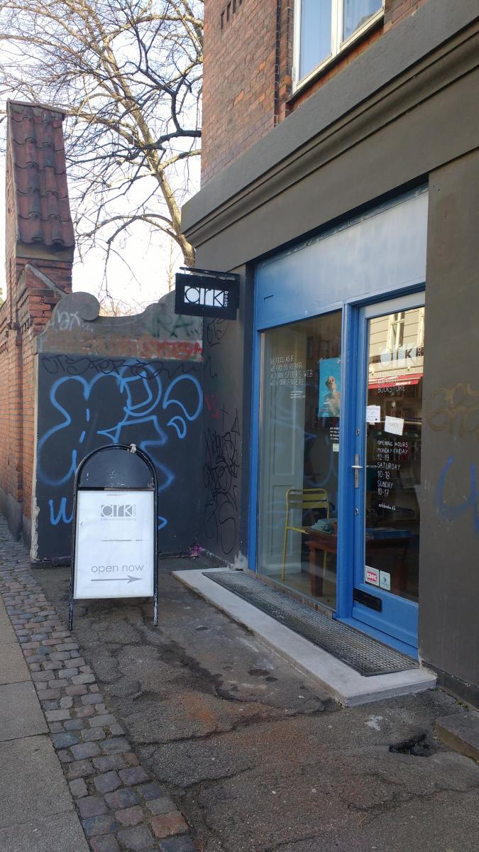 Street shot of Arkbooks bookstore in Copenhagen