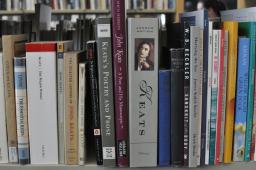 Poetry books on a shelf at the UA Poetry Center