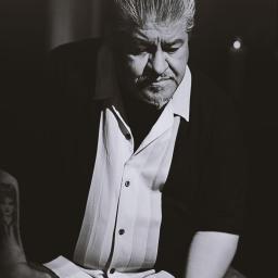 black and white photo of Luis J. Rodriguez