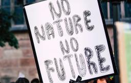 sign at a protest that says "no nature no future"