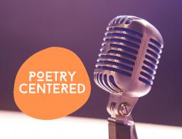 poetry centered logo next to a recording studio microphone