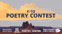 poetry contest logo, featuring a desert landscape