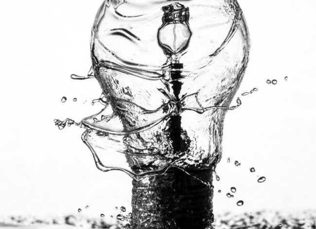 water in the shape of a lightbulb